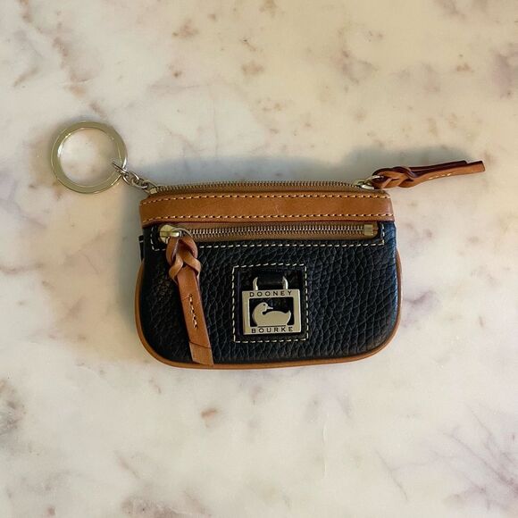 Dooney & Bourke Vintage Navy/Brown Card Key Holder Bag Charm - Picture 1 of 11